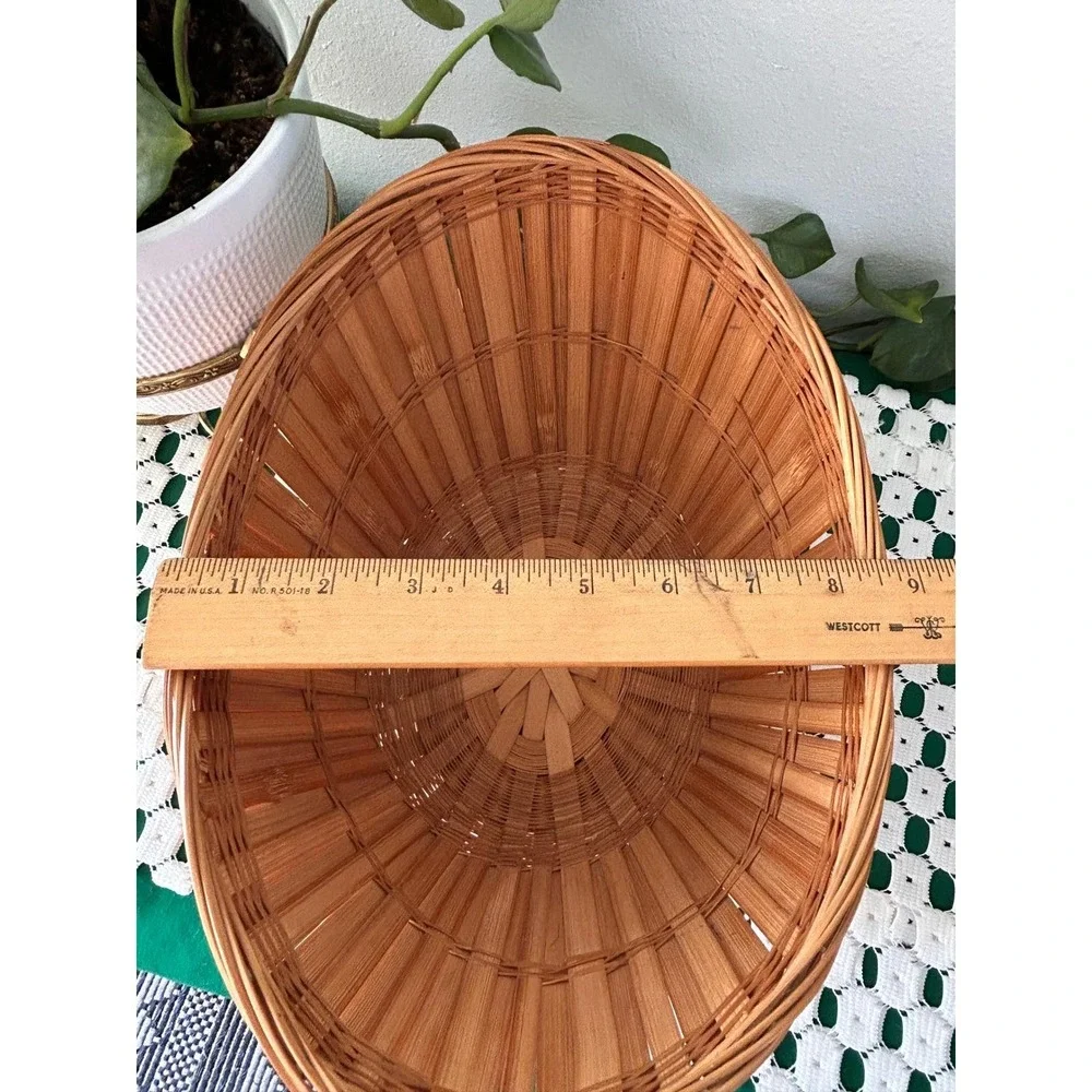 Vintage Chinese Woven Bamboo Boat Basket Natural Honey Brown‎ Decorative Storage